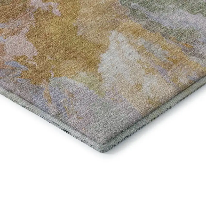 Rust Wheat And Lavender Abstract Washable Area Rug With UV Protection Photo 6