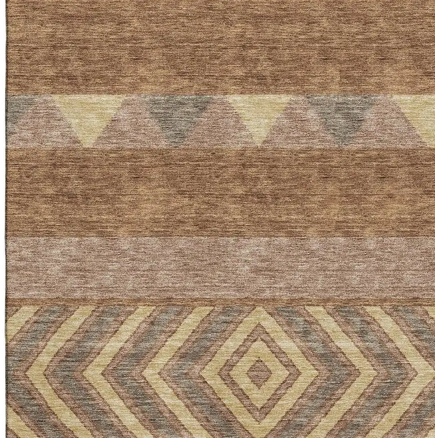 Rust Wheat And Taupe Southwestern Washable Area Rug With UV Protection Photo 3