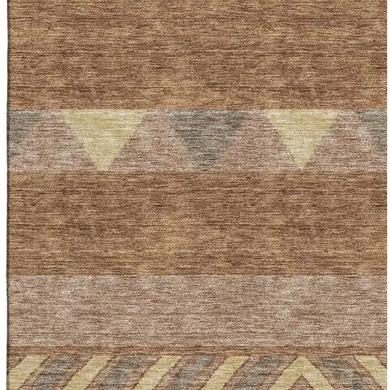 Rust Wheat And Taupe Southwestern Washable Area Rug With UV Protection Photo 2