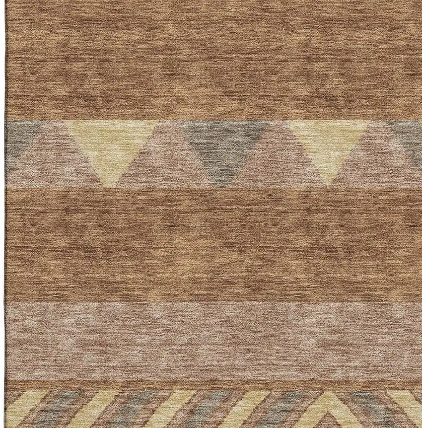 Rust Wheat And Taupe Southwestern Washable Area Rug With UV Protection Photo 2