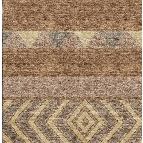 Rust Wheat And Taupe Southwestern Washable Area Rug With UV Protection Photo 3