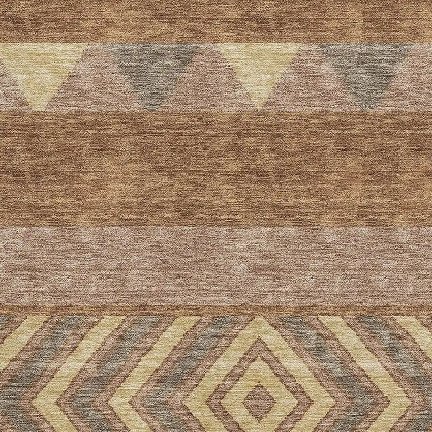 Rust Wheat And Taupe Southwestern Washable Area Rug With UV Protection Photo 2