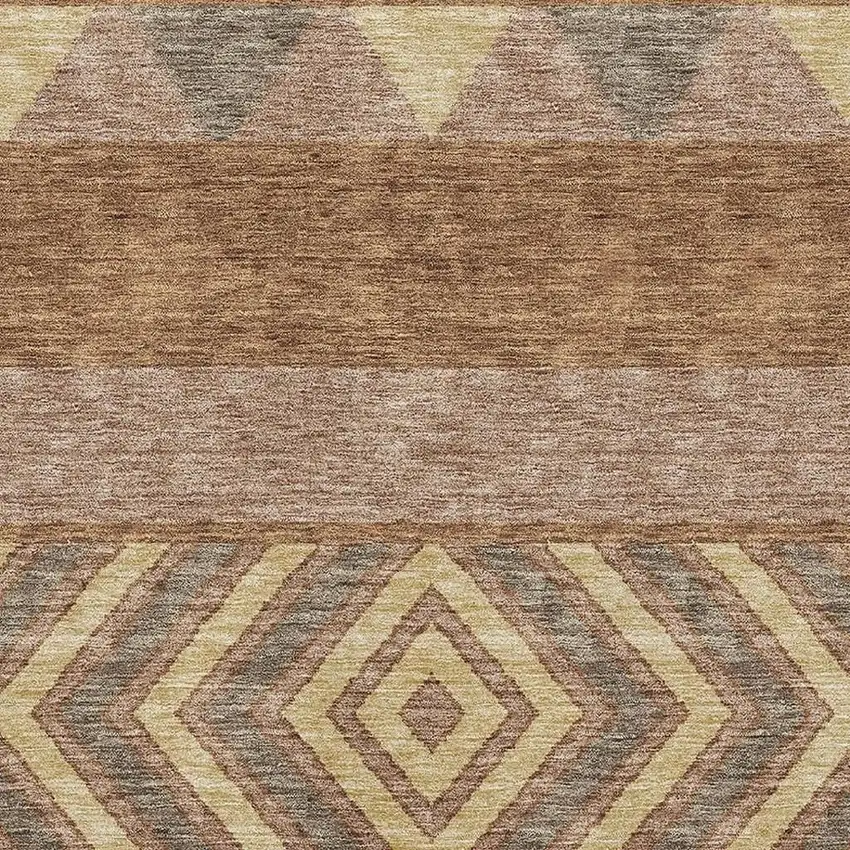Rust Wheat And Taupe Southwestern Washable Area Rug With UV Protection Photo 2