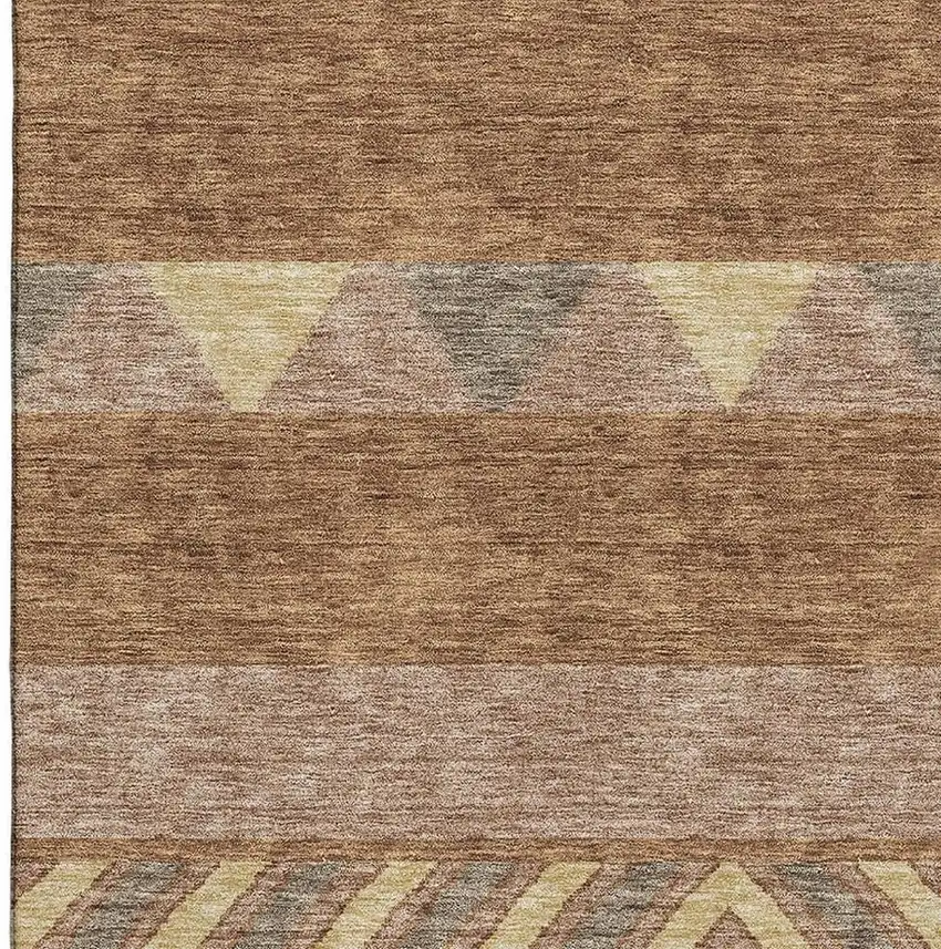 Rust Wheat And Taupe Southwestern Washable Area Rug With UV Protection Photo 2