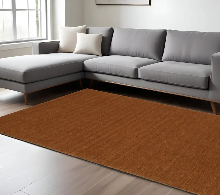 Rust Wool Hand Tufted Area Rug Photo 1