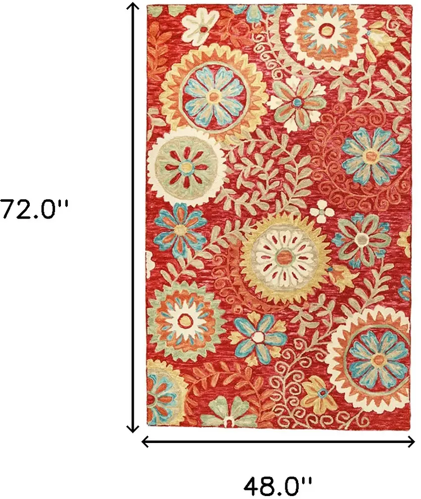 Rust Wool Medallion Tufted Handmade Stain Resistant Area Rug Photo 2
