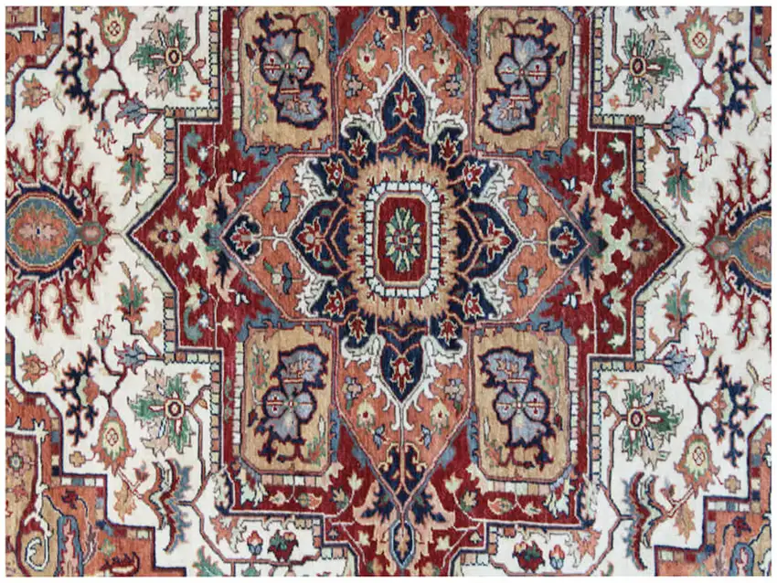 Rust and Gray Oriental Hand Knotted Area Rug With Fringe Photo 4