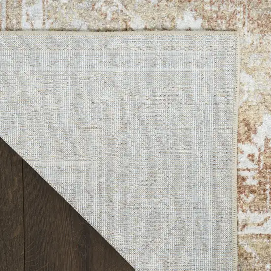 Rust and Ivory Floral Power Loom Worn Faded Area Rug Photo 9