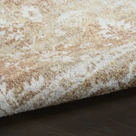 Rust and Ivory Floral Power Loom Worn Faded Area Rug Photo 8