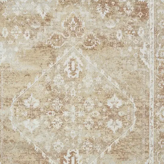 Rust and Ivory Floral Power Loom Worn Faded Area Rug Photo 6