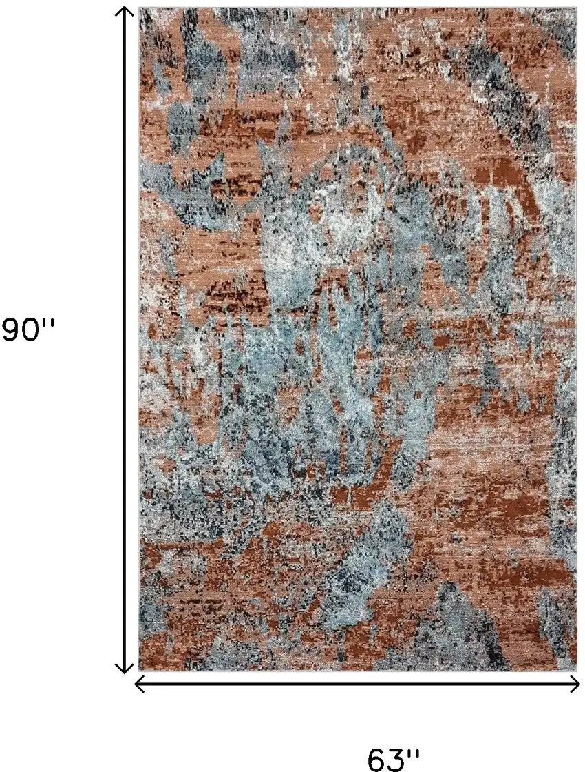 Rustic Brown Abstract Area Rug Photo 5