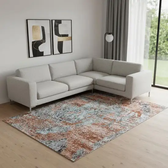 Rustic Brown Abstract Area Rug Photo 1