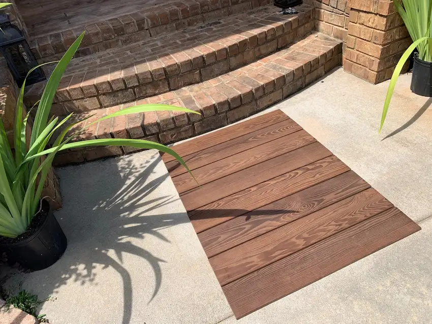 Rustic Dark Brown Roll Out Indoor Outdoor Wood Floor Mat Photo 7