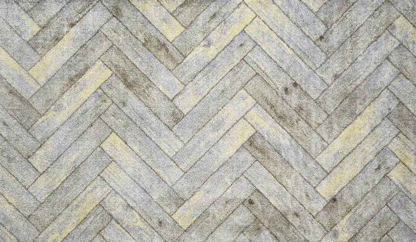 Rustic Gray Herringbone Washable Floor Mat Photo 2