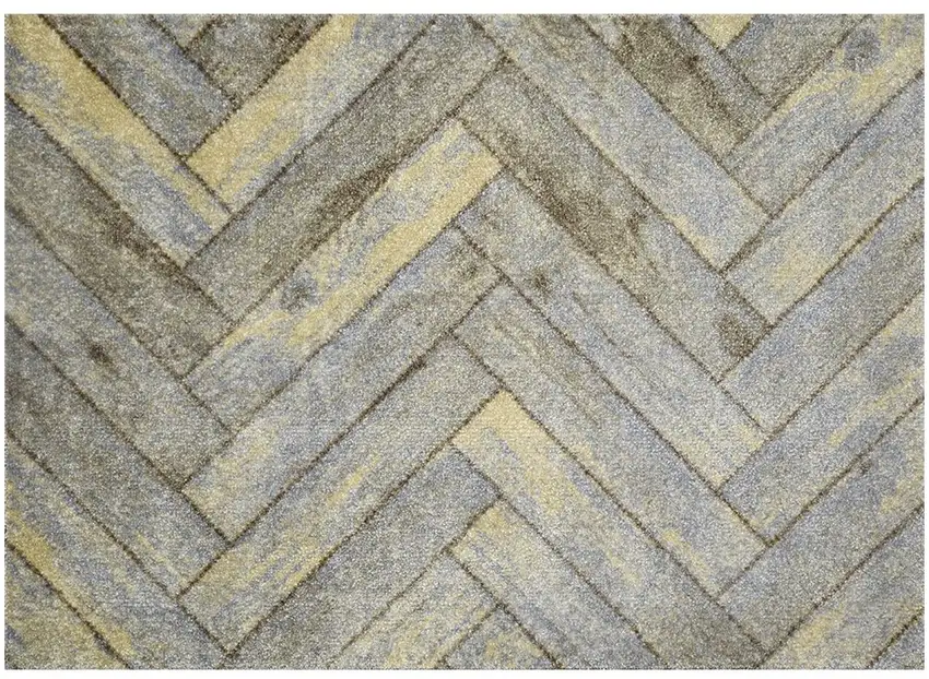 Rustic Gray Herringbone Washable Floor Mat Photo 2