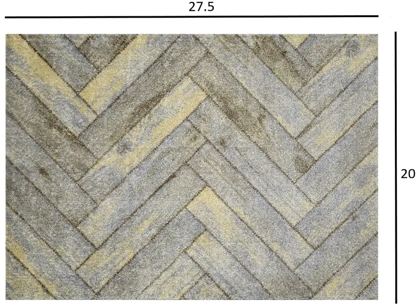 Rustic Gray Herringbone Washable Floor Mat Photo 3
