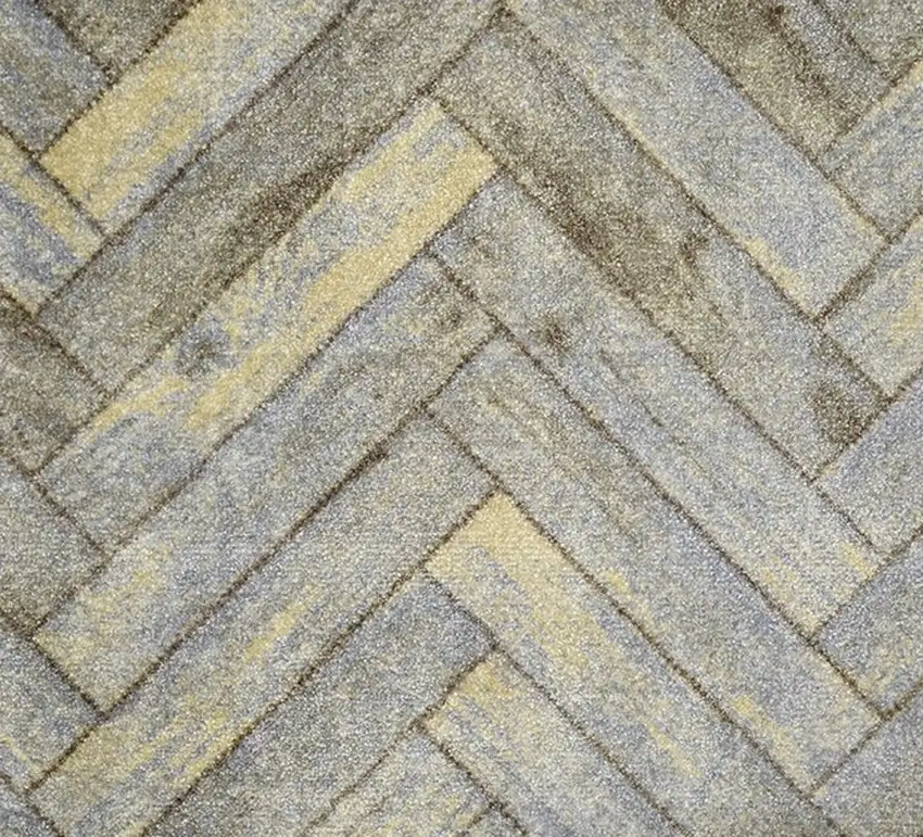 Rustic Gray Herringbone Washable Floor Mat Photo 4