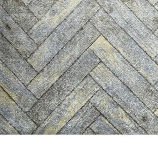 2' x 6' Rustic Gray Herringbone Washable Runner Rug Photo 4