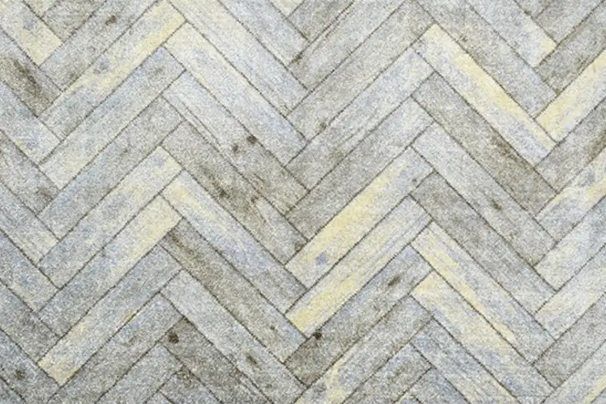 Rustic Gray Herringbone Washable Runner Rug Photo 2