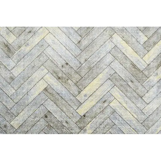 Rustic Gray Herringbone Washable Runner Rug Photo 2