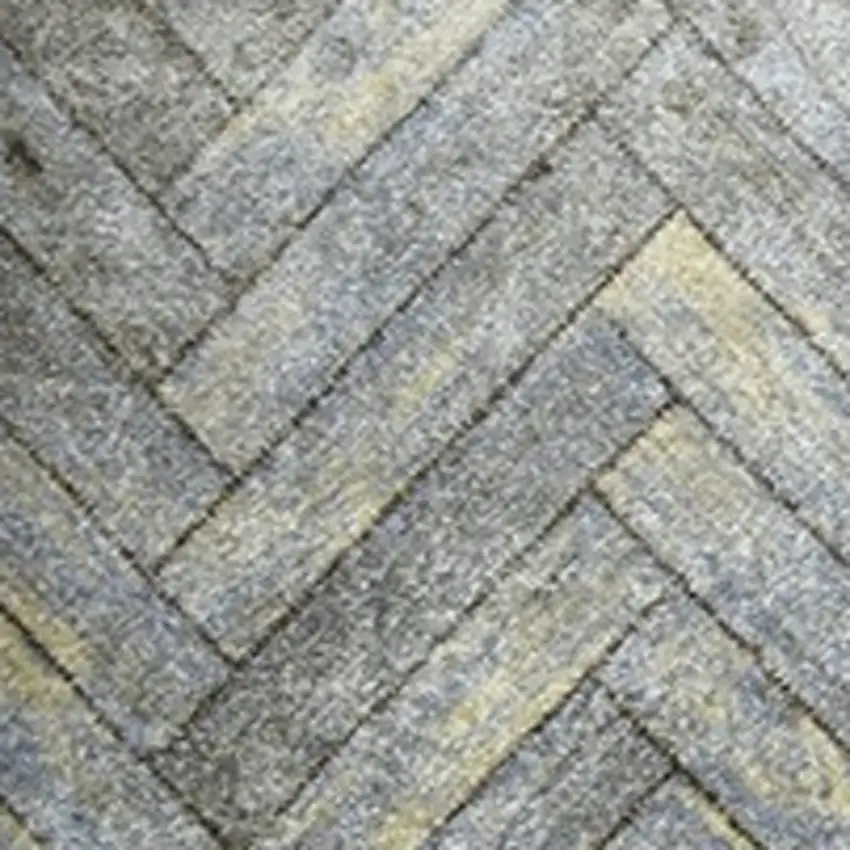 2' x 6' Rustic Gray Herringbone Washable Runner Rug Photo 3