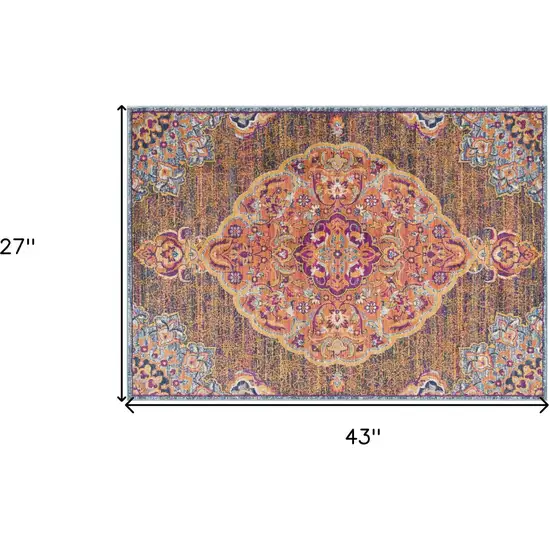 Rustic Orange Medallion Area Rug Photo 8
