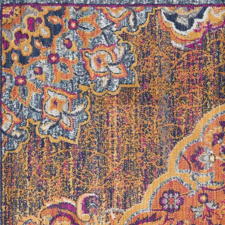 Rustic Orange Medallion Area Rug Photo 7