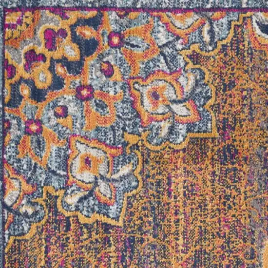 Rustic Orange Medallion Area Rug Photo 6