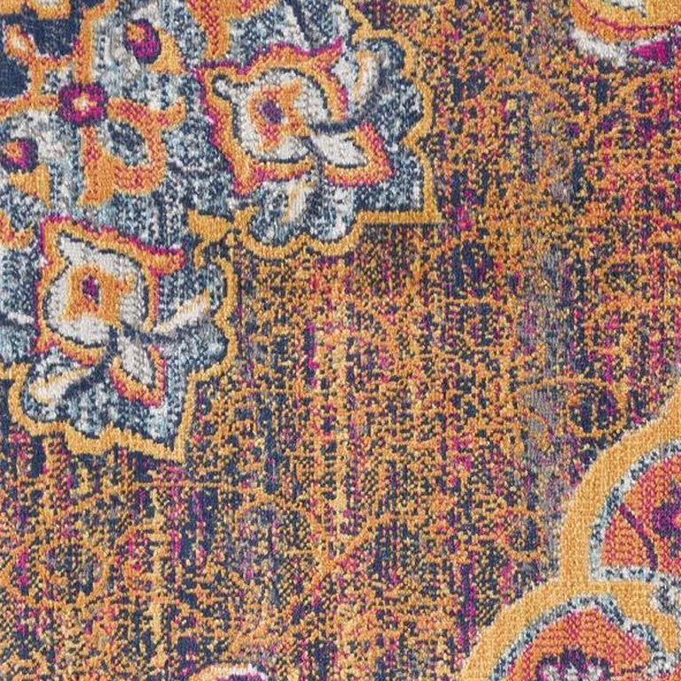 Rustic Orange Medallion Area Rug Photo 1