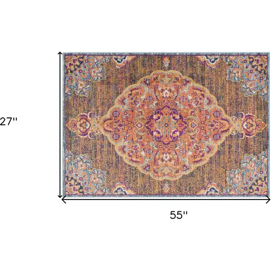 Rustic Orange Medallion Area Rug Photo 8
