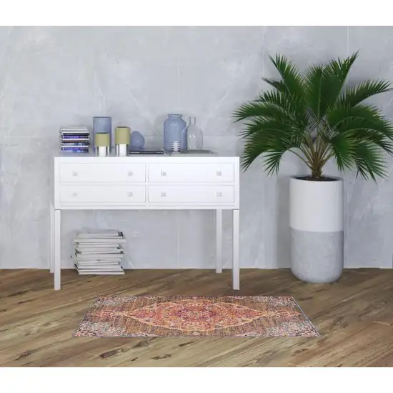 Rustic Orange Medallion Area Rug Photo 5