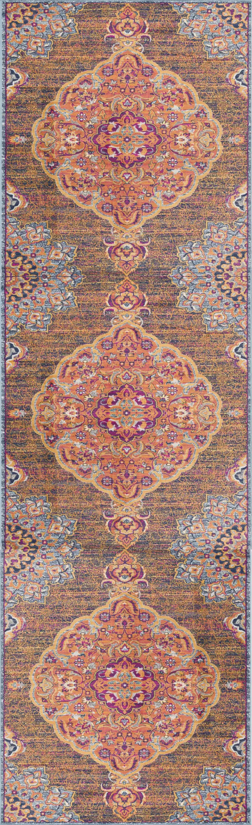 Rustic Orange Medallion Area Rug Photo 6