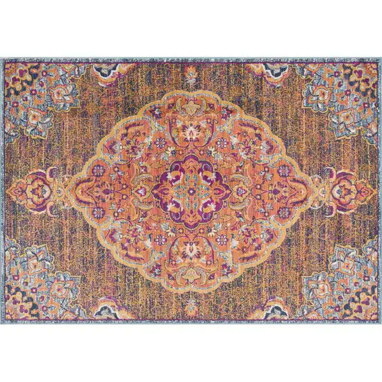 Rustic Orange Medallion Area Rug Photo 4