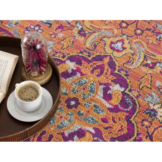 Rustic Orange Medallion Area Rug Photo 6