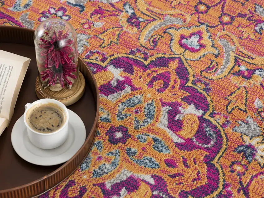 Rustic Orange Medallion Area Rug Photo 6