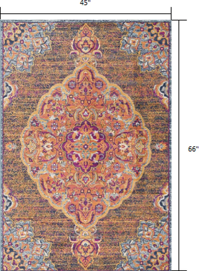 Rustic Orange Medallion Area Rug Photo 1
