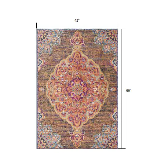 Rustic Orange Medallion Area Rug Photo 1