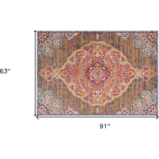 Rustic Orange Medallion Area Rug Photo 8