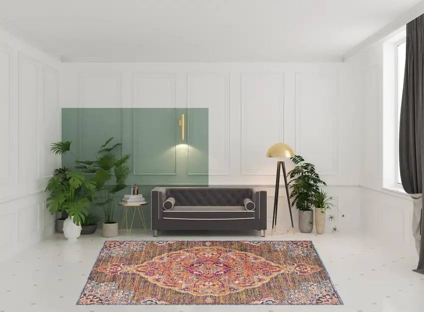 Rustic Orange Medallion Area Rug Photo 5