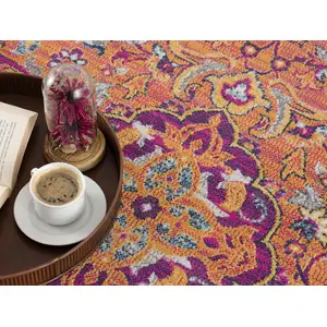 Photo of Rustic Orange Medallion Runner Rug