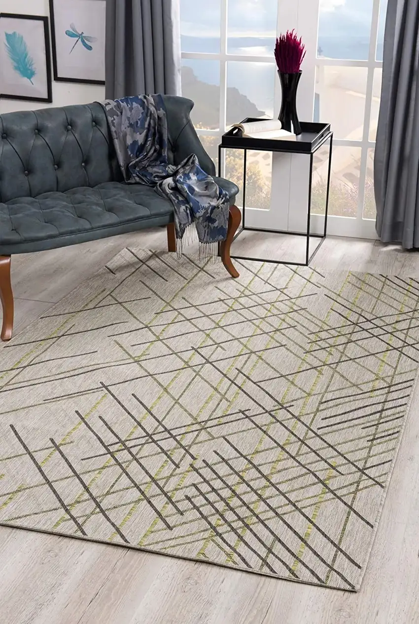 Sage Abstract Linework Area Rug Photo 6