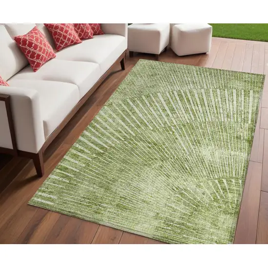 Sage Abstract Washable Non Skid Indoor Outdoor Area Rug Photo 1