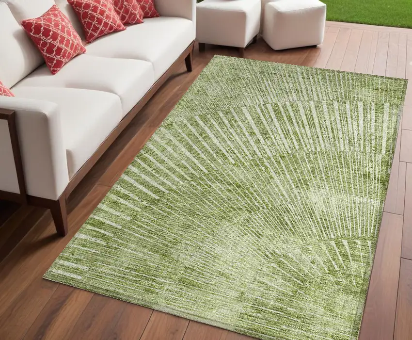 Sage Abstract Washable Non Skid Indoor Outdoor Area Rug Photo 1