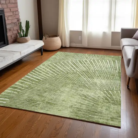 Sage Abstract Washable Non Skid Indoor Outdoor Area Rug Photo 9