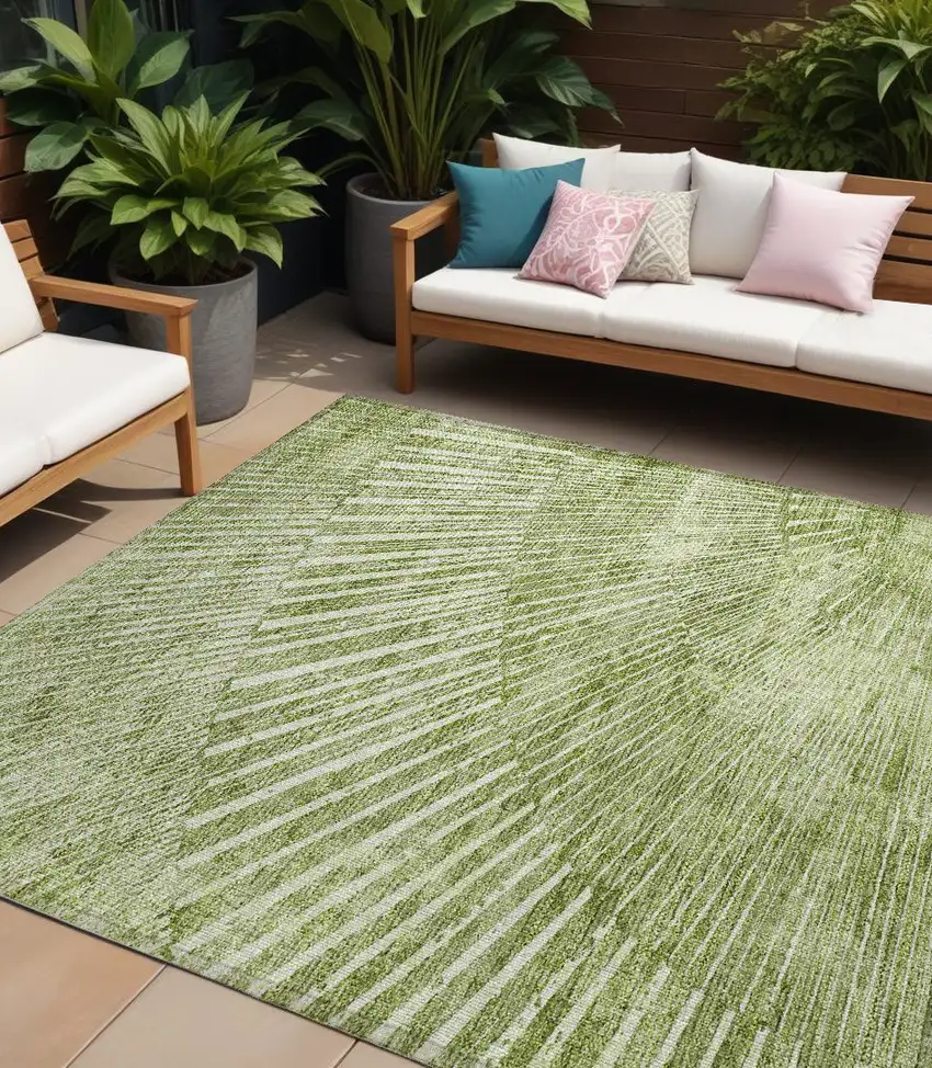 Sage Abstract Washable Non Skid Indoor Outdoor Area Rug Photo 1