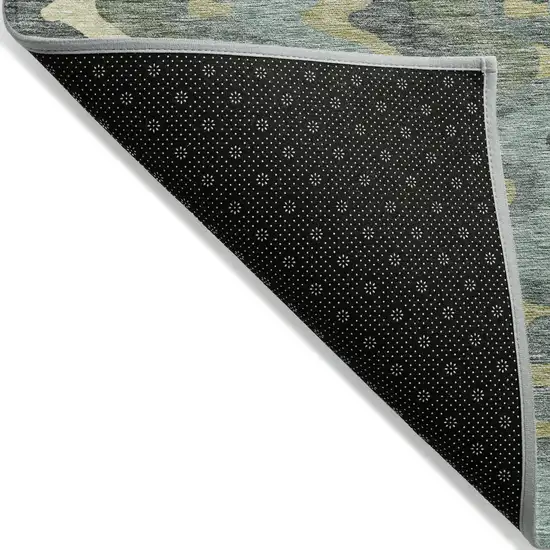 Sage And Artichoke Green Abstract Washable Indoor Outdoor Area Rug Photo 2