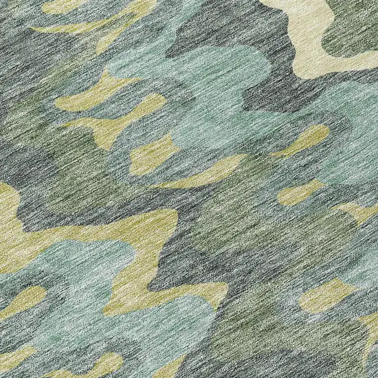 Sage And Artichoke Green Abstract Washable Indoor Outdoor Area Rug Photo 4