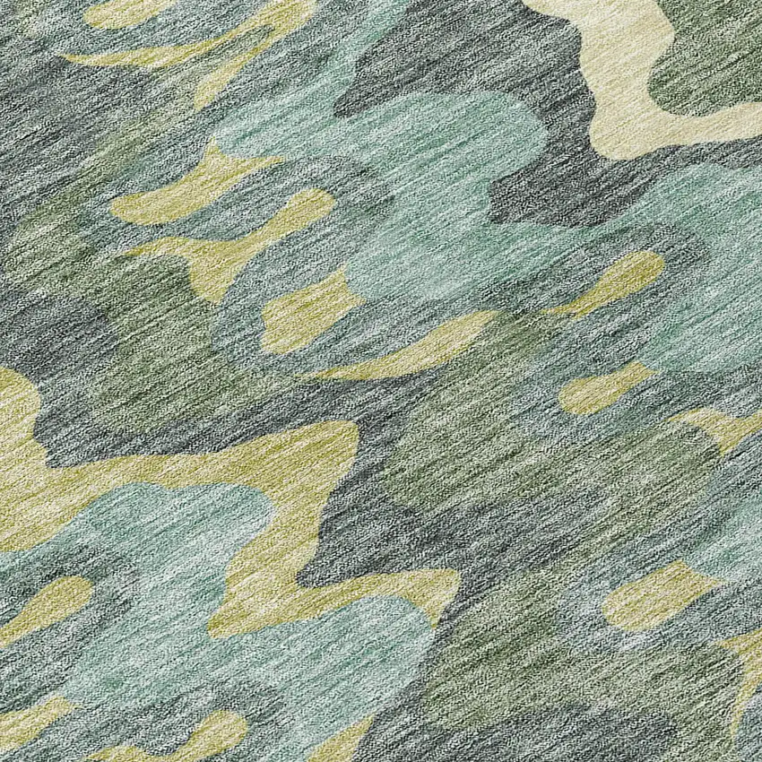 Sage And Artichoke Green Abstract Washable Indoor Outdoor Area Rug Photo 4