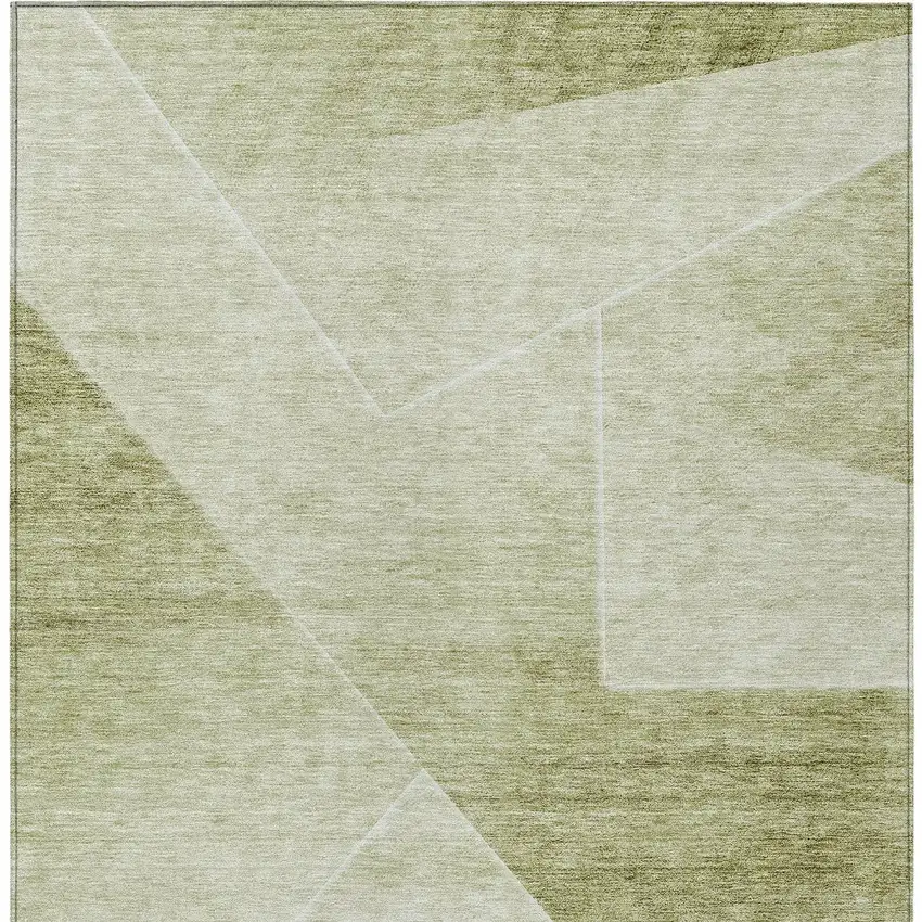 Sage And Artichoke Green Abstract Washable Indoor Outdoor Area Rug Photo 7