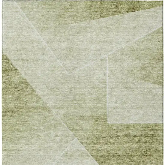 Sage And Artichoke Green Abstract Washable Indoor Outdoor Area Rug Photo 7